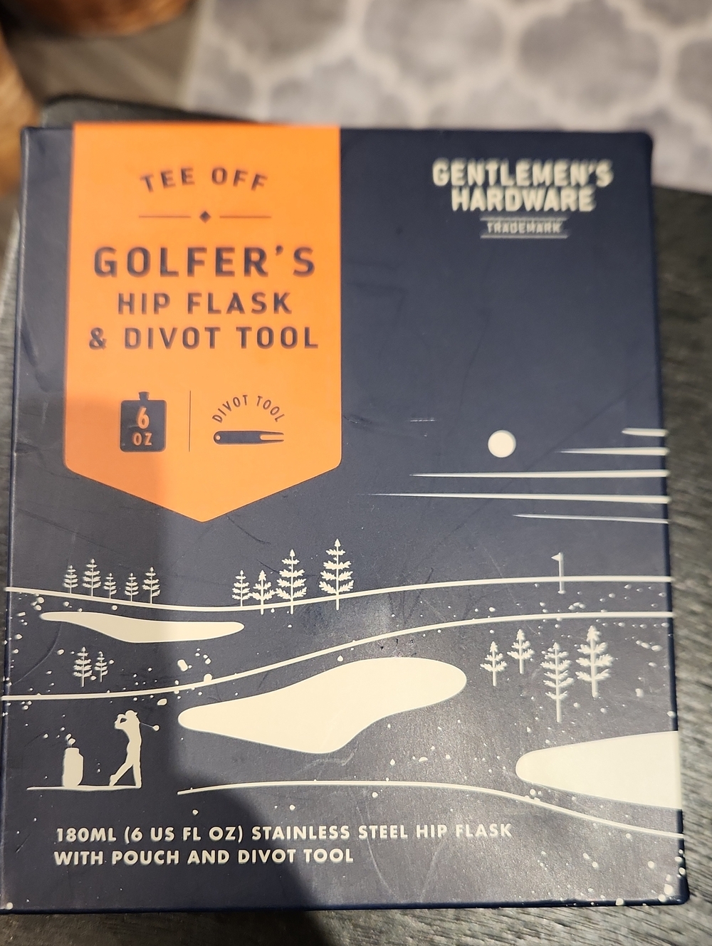 New but Opened Gentlemen's Hardware Golfer's Hip Flask & Divot Tool